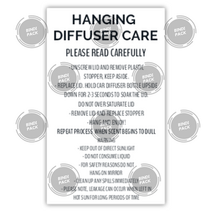 Hanging Diffuser Care Card