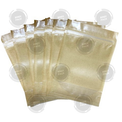 Kraft Stand Up Pouch With Clear Front